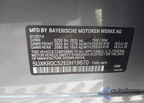 2014 BMW X5 xDrive35I z USA, uszkodzony, nr VIN 5UXKR0C52E0H19670